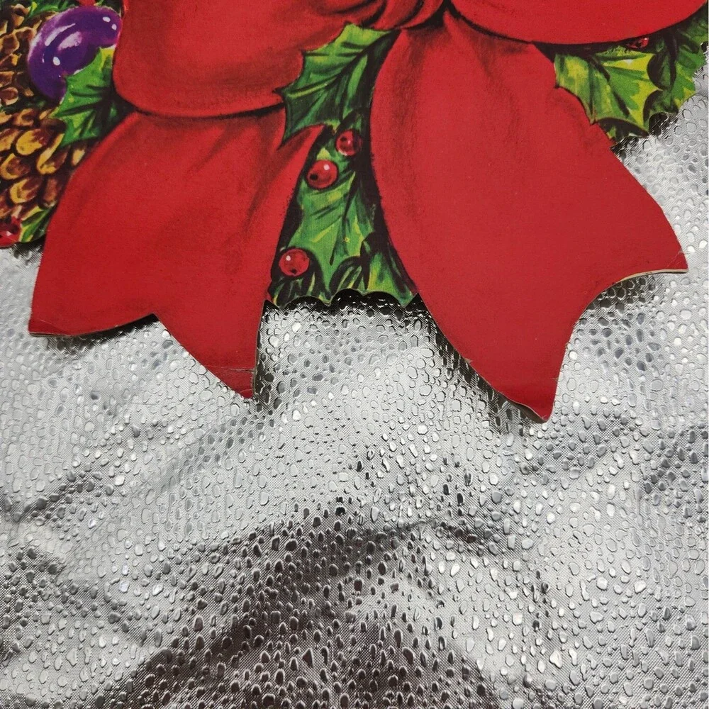 Die Cut Santa HMS INC & Wreath Kitschy Christmas Wall Decoration 60s VTG Classic